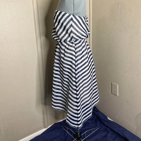 RUBY ROX SUN DRESS STRAPLESS Blue White Stripe - Image 3