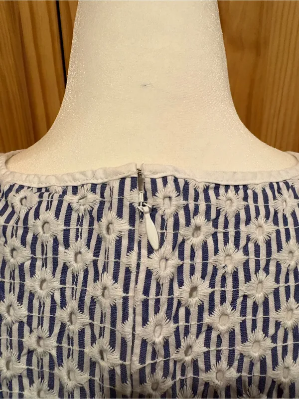 Brooks Brothers Broderie Anglaise Mini Dress Blue White Eyelet Embroidered Sz 10 - Image 6