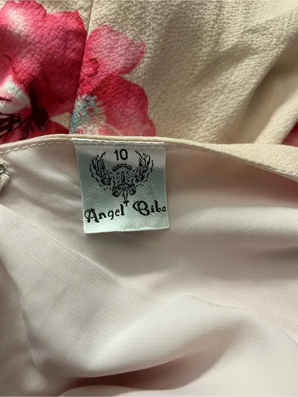 Angel Biba Floral Tie-Sleeve Cream & Pink Romper SZ 10 - Image 10