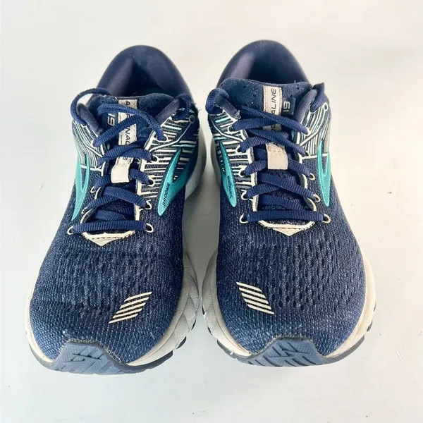 Brooks Adrenaline 19 Running Sneakers Walking Shoe Navy Blue Turquoise Women 7.5 - Image 3