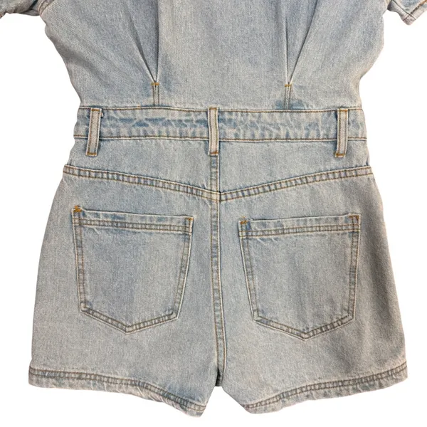 Le‎ Lis Collection Womens Light Wash Denim Utility Romper Short Sleeve Small NEW - Image 14
