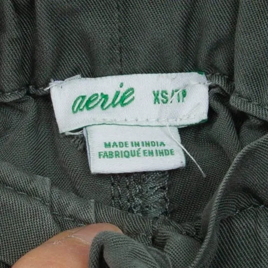 Aerie‎ Womens Paperbag Shorts Size XS Green Lyocell Tie Waist Casual Lightweight - Image 3