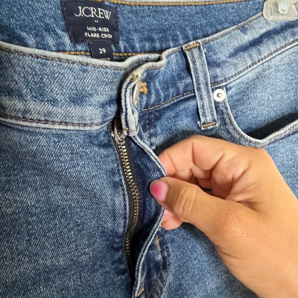 J.Crew Womens Mid-Rise Flare‎ Crop Jean All Day Stretch Blue Denim CL215 Size 29 - Image 3