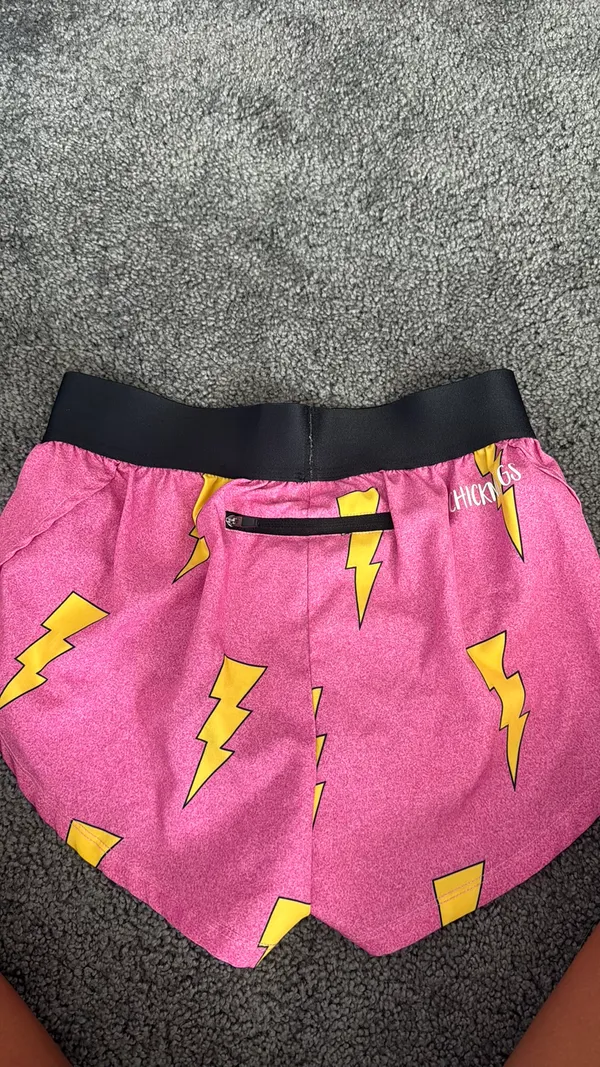 Pink Lightning Bolt ChicknLegs Athletic Running Shorts Size XXS - Image 3