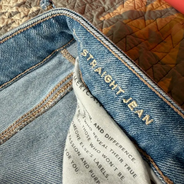 American Eagle Outfitters Light Blue Distressed Straight Leg Pants - Image 2