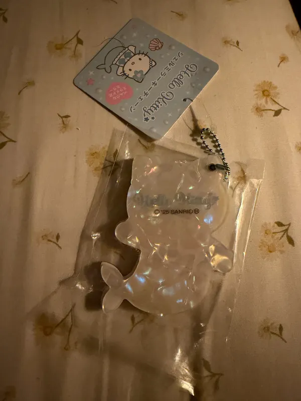 Hello Kitty Mermaid Shell Slide Mirror Charm blue Stone Unopened Sanrio - Image 3