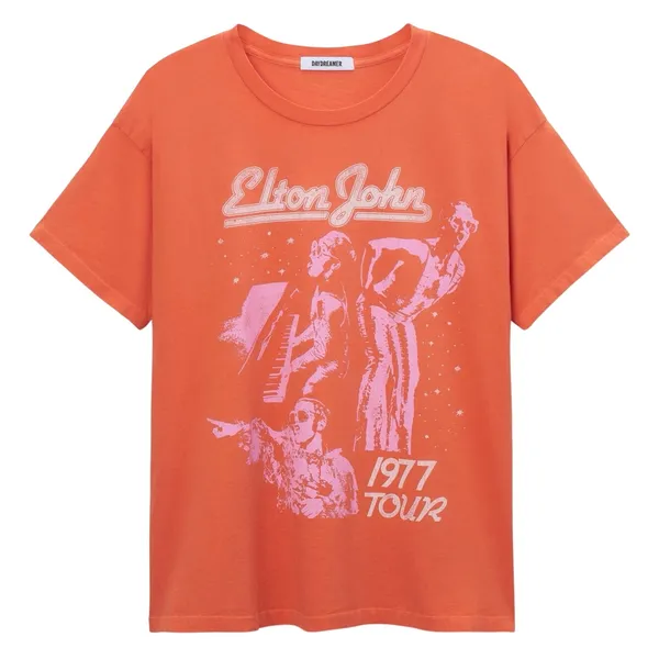 DAYDREAMER Elton John 1977 Tour Tee in Tiger Lily, Size L New w/o Tag MSRP $88 - Image 5