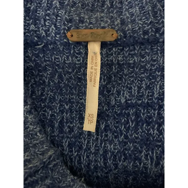 Free People Too Good Blue Knit Sweater Slouchy Boho Coastal XS OB910473 - Image 4