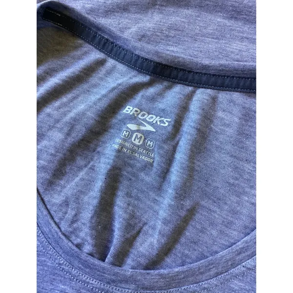 Brooks Run Happy Gray Heathered Graphic Running T-Shirt Womens Medium Scoop Neck - Image 5