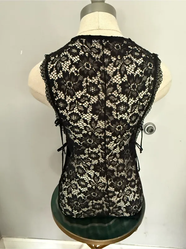 Bershka Black Lace V-Neck Side-Tie Bodysuit - Image 6