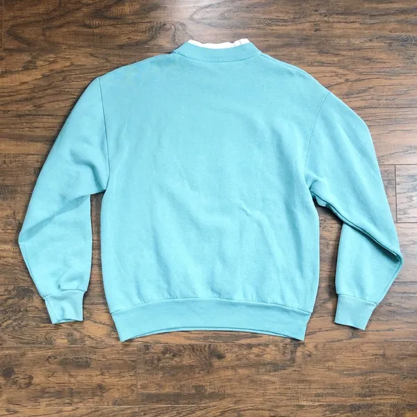 vintage • grandma sweatshirt aqua cotton collared puppies pullover grandmacore - Image 7
