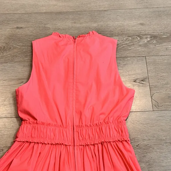 Lilly Pulitzer Dress Size 2 Elina Stretch‎ Sleeveless Ruffle Pocket Coral Spritz - Image 4
