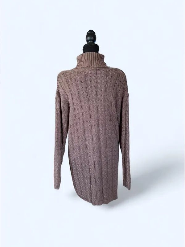 Vintage 90s Lord & Taylor Luxury Cable Knit Turtleneck Sweater Dress size small - Image 4
