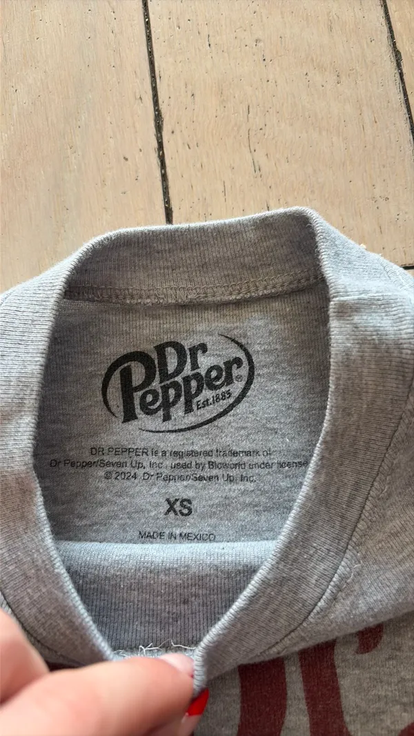 Dr Pepper baby tee Gray Size XS - Image 2