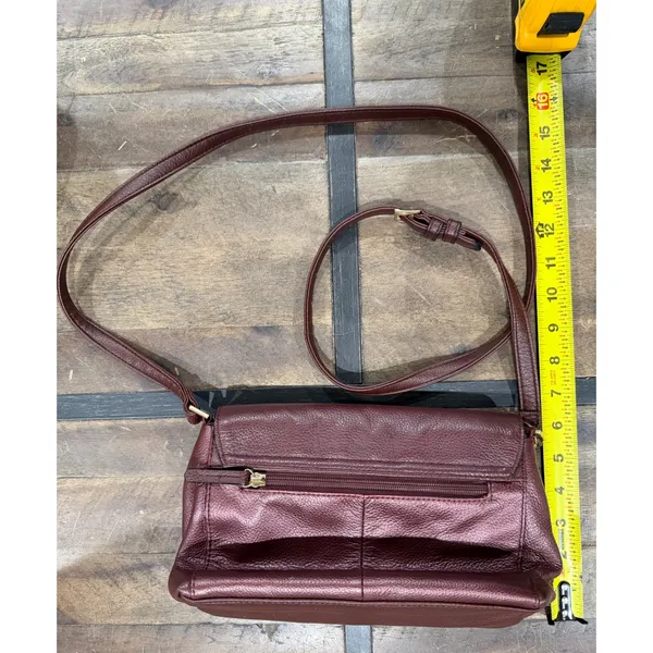 Tignanello Burgundy Pebbled Leather Crossbody Bag Gold Hardware Adjustable Strap - Image 3