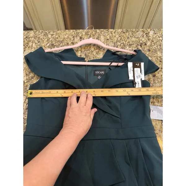 Xscape Off The Shoulder Evening Gown Pine Green Size 12 - Image 9