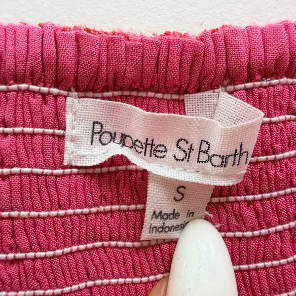 Poupette St. Barth Long Dress Thelma Pink Akoy Shimmer Maxi Small Strapless - Image 5