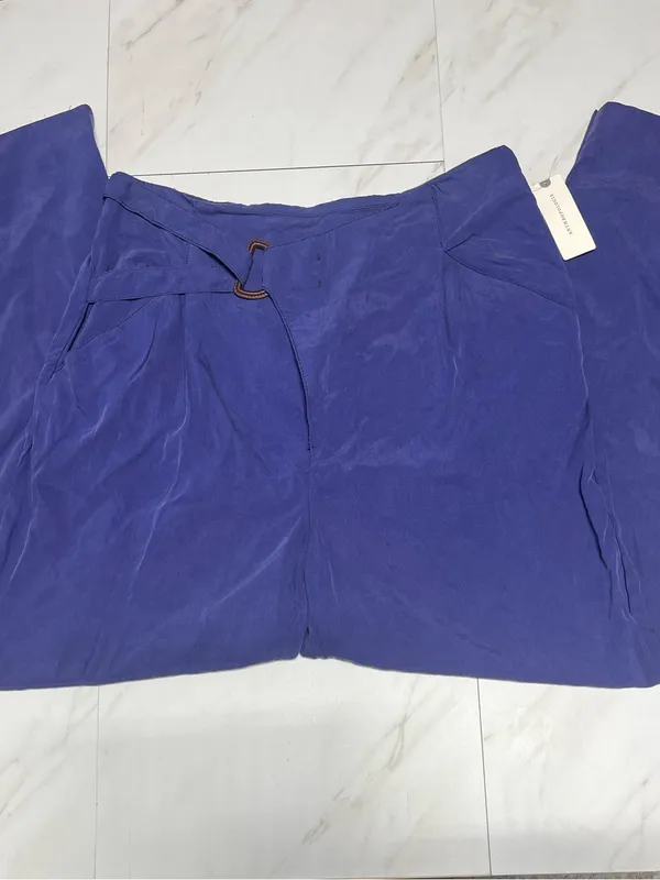 NWT Anthropologie Cupro Wrap Trouser Pant blue purple modal blend size small - Image 3