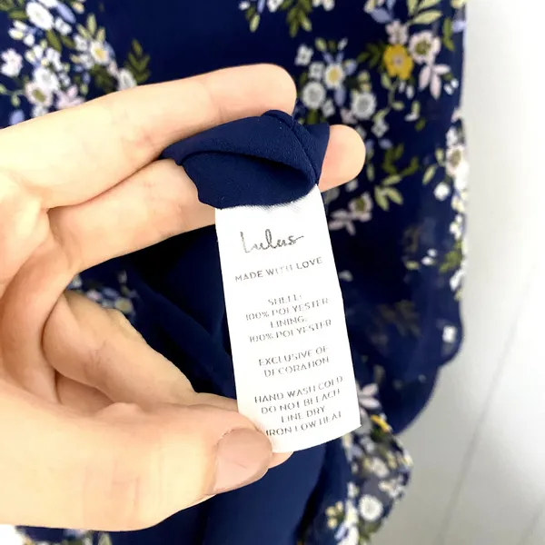 Lulus Spring Sweetheart Navy Blue Floral Flutter Sleeve Mini Dress S - Image 4