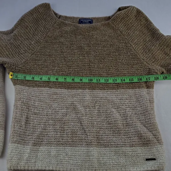 Abercrombie & Fitch‎ Women's Color Block Boat Neck Sweater Tan Brown Size Medium - Image 6