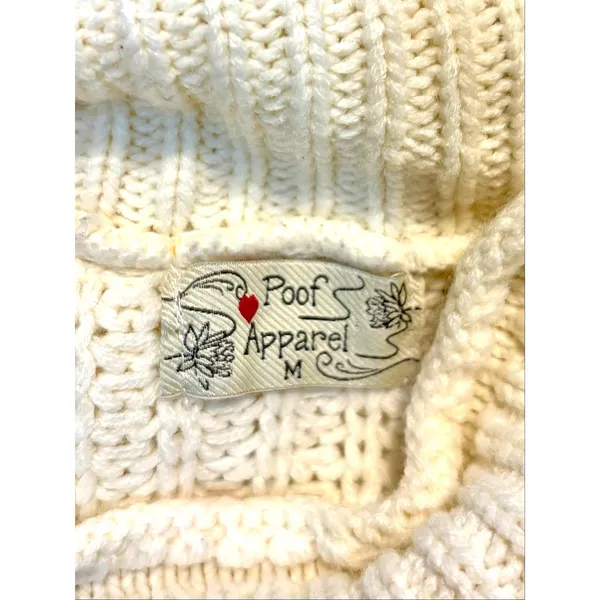 Poof Apparel Cream Knit Turtleneck Cropped Sweater M Cottagecore Minimalist Cozy - Image 6
