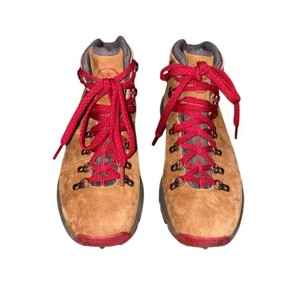 Danner Mountain 600 Waterproof Suede Hiking Boots Vibram Sole Brown Red 8 - Image 4