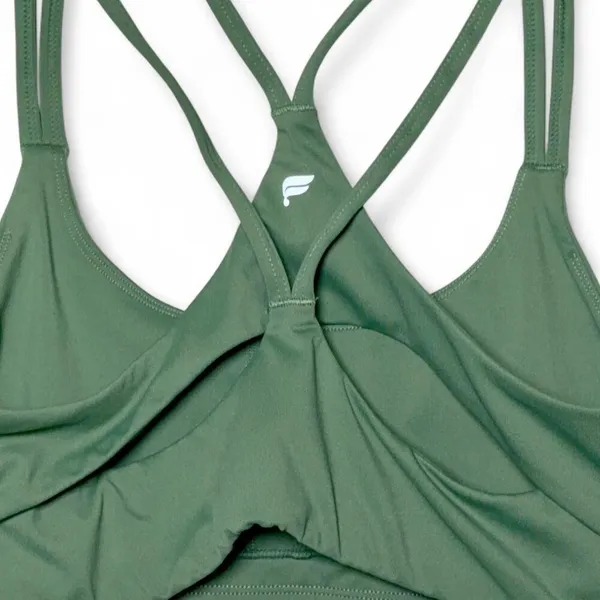 Fabletics Sage Green Strappy Sports Bra Twist Front Yoga Gym Activewear - Image 4