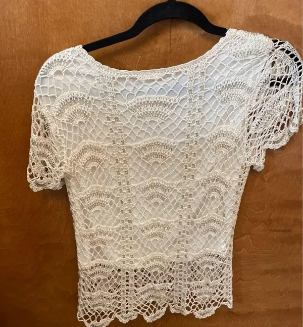 NWT Vintage Beaded Crochet Top Size XS - Image 11