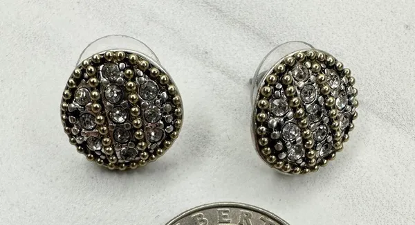 Chico's Rhinestone Studded Stud Earrings Pierced Pair - Image 2