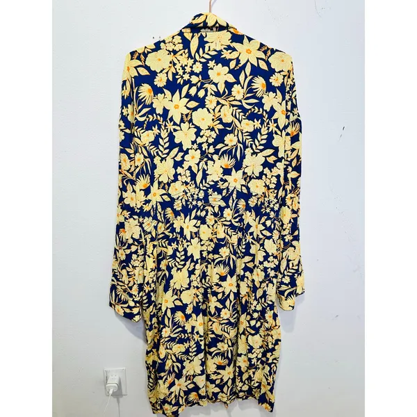 FREE PEOPLE Wild Nights Floral Blue Yellow Duster Kimono NWT size Medium - Image 4