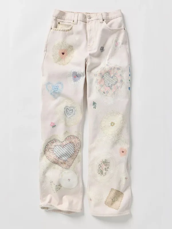 NWOT Free People We The Free Tinsley Printed Jeans Illusions Heirloom Ivory - 26 - Image 8
