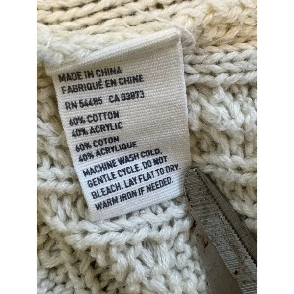 American Eagle Cable Knit Cowl Neck Sweater Cream‎ Ivory Chunky Cozy Size Medium - Image 7