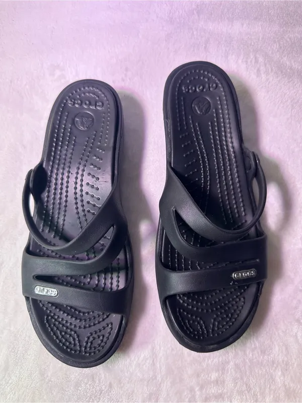 CROCS Black Dual-Strap Slide Sandals - Image 4