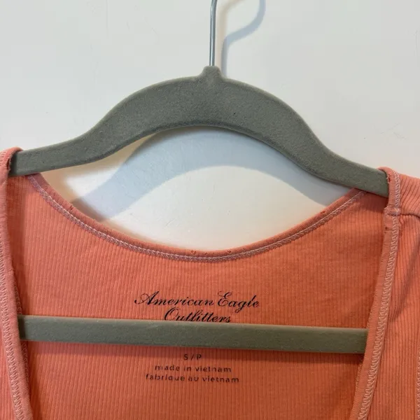 American Eagle Y2K Pink Ribbed Tank Top Small Bella Swan Elena‎ Gilbert Logo - Image 8