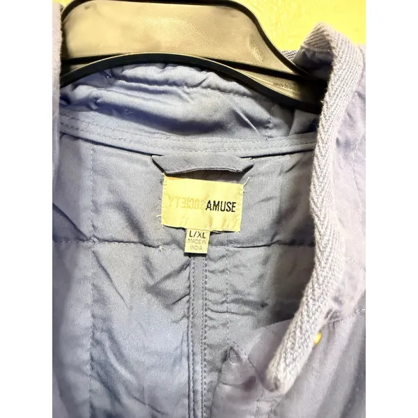 Amuse Society Quilted Snap Front Jacket Periwinkle Blue Palm‎ Tree Logo L/XL - Image 14