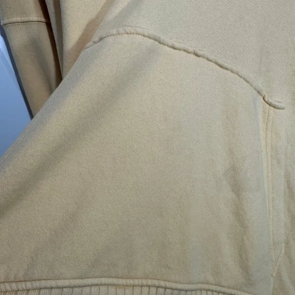 Aerie Hoodie Womens Medium Butter Yellow V-Neck Oversized Rib Trim French Terry - Image 2
