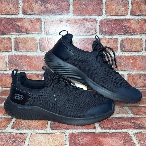 Pre-Owned Skechers Bounder-Stokley Air-Cooled Black Running Shoes 52513 Size 10 - Image 4