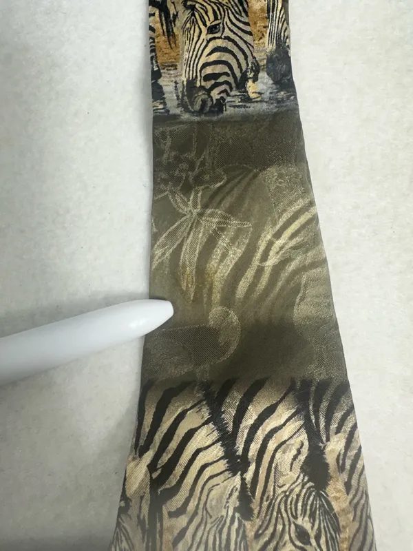 Endangered Species Mens Tie Silk Art Zebras At The Waterhole Necktie Vintage - Image 6