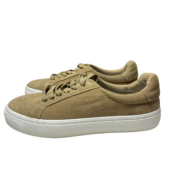 Quince Tan Suede Leather Platform Sneakers Low Top Lace Up Women US 8 - Image 4