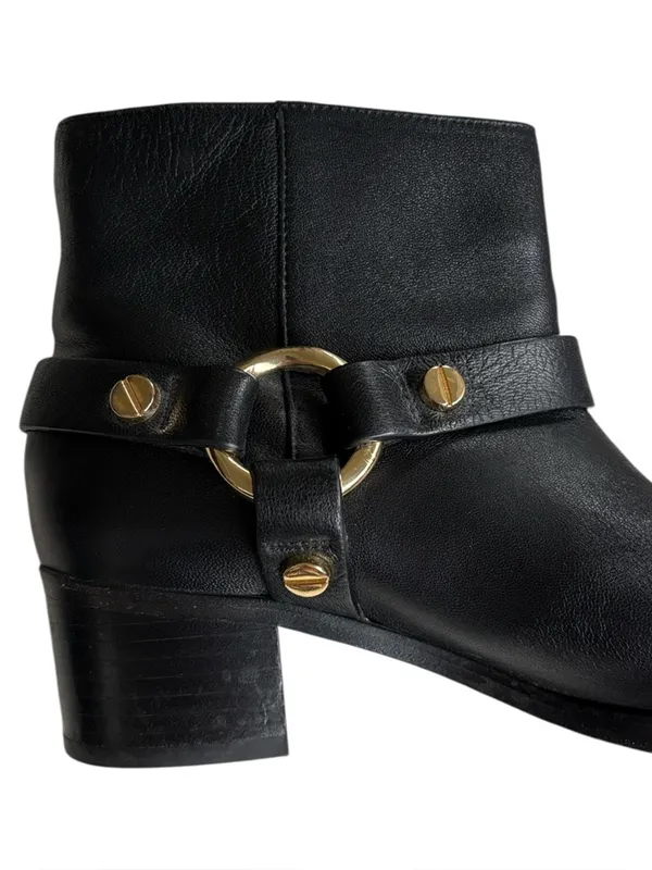 Stuart Weitzman Leather Expert Moto Boots Black Size 6 Retail $595.00 - Image 2