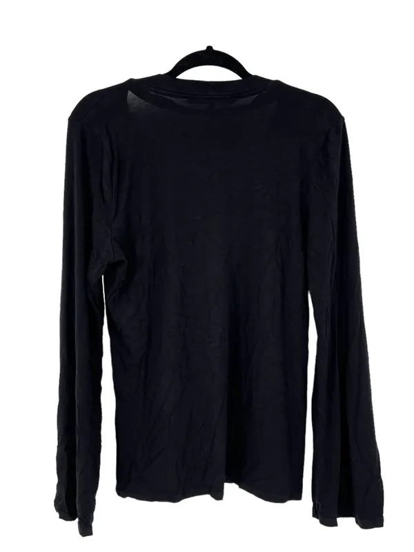 White House Black Market Black Long Sleeve Choker Cutout V Neck Knit Top Size XL - Image 3