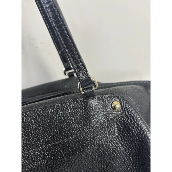 Furla Black Pebbled Leather Large Tote Bag Gold Hardware F Lock Charm - Image 15