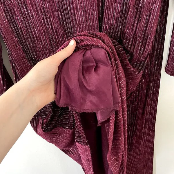 Deep burgundy purple 3/4 sleeved long dress formal crewneck‎ women size XXL - Image 5