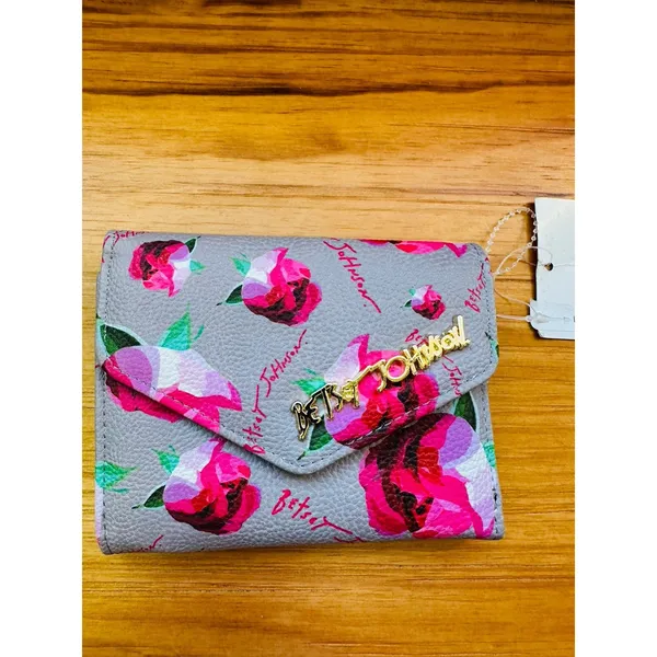 Betsey Johnson‎ Greige XOLANA Flap Wallet Tri-Fold Card Pink Multi Color NWT - Image 8