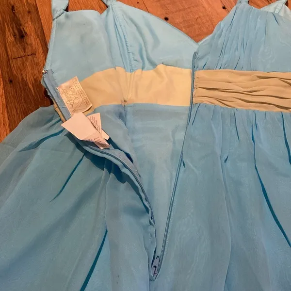 Forever Yours Woodland Fairy Tulle Babydoll Dress Pale Blue & Kiwi Ruched Sash 8 - Image 9