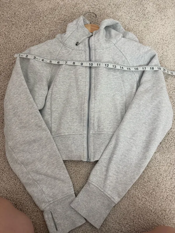 lululemon athletica Light Gray Cropped Hooded Zip Sweatshirt - Image 5