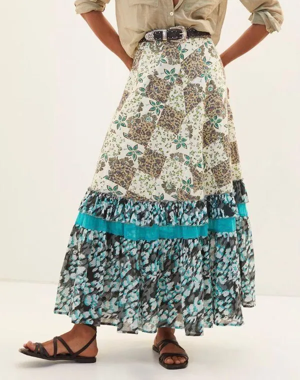 Anthropologie Floral Patchwork Maxi Skirt - Image 2