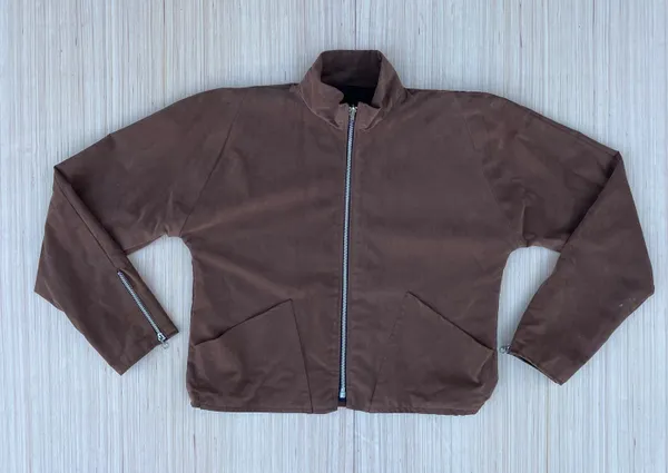 Caramel brown custom made microsuede feel women’s bomber jacket size M medium - Image 6