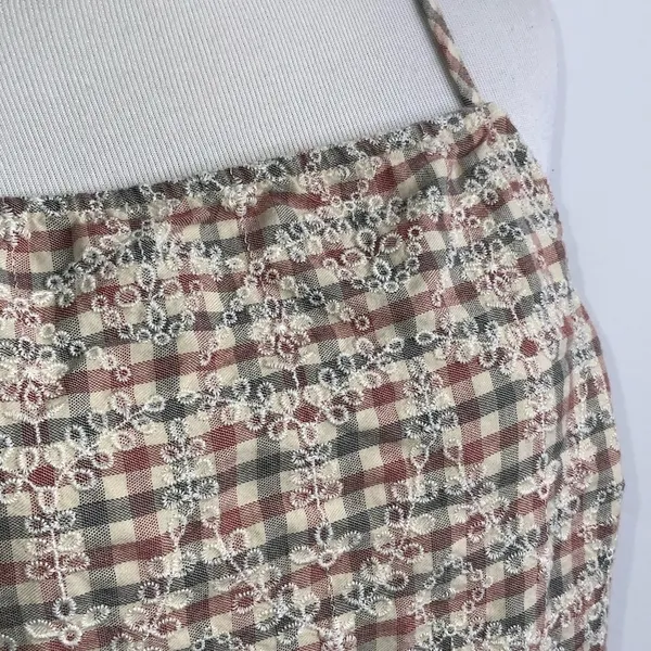 American Eagle Gray & Red Checkered Cropped Spaghetti Strap Tank Top L - Image 5
