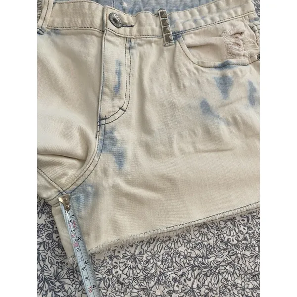 Y2K Armani Exchange Studded Denim Shorts Distressed Acid Wash Grunge Size 12 - Image 8